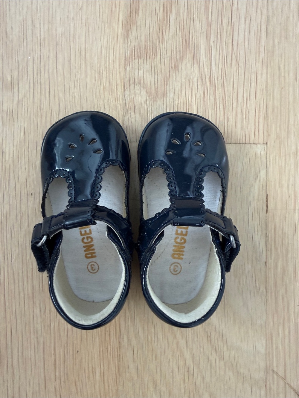Angels Navy Patent T-Strap Mary Jane Toddler Shoes